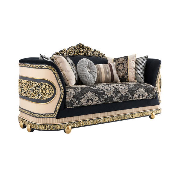 HD-9012 - Loveseat - Black / Beige / Gold