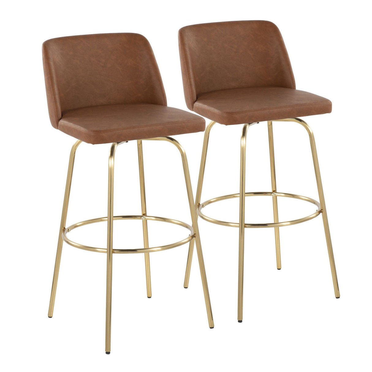 Toriano - 30" Fixed-Height Barstool (Set of 2) - Gold Base