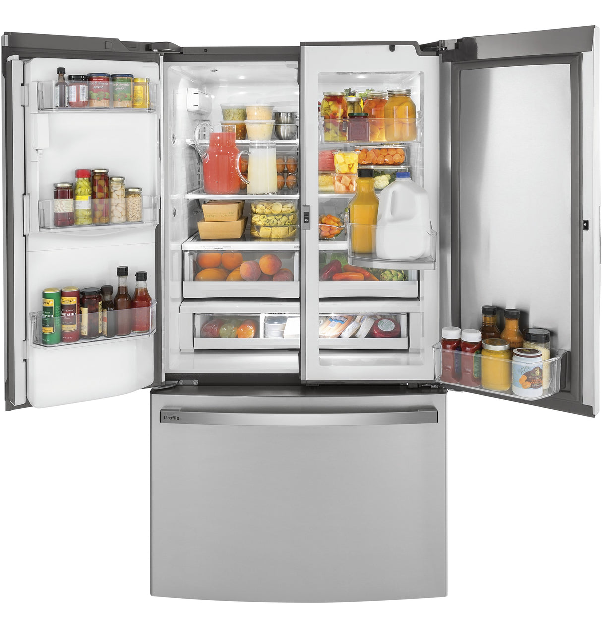 GE Profile(TM) Series 22.1 Cu. Ft. Counter-Depth Fingerprint Resistant French-Door Refrigerator with Door In Door and Hands-Free AutoFill - (PYD22KYNFS)