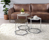 Simno - Coffee Table - Clear Glass, Taupe, Gray Washed & Chrome Finish