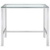 Tolbert - Rectangular Glass Top Pub Bar Table - Chrome