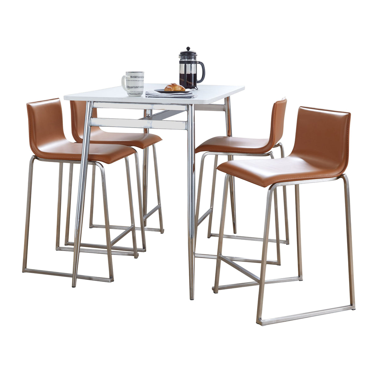 Marcel Mara - 5 Piece Dining Set Upholsted Contemporary Counter Height