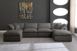 Plush - Velvet Standart Comfort Modular Sectional 6 Piece - Grey - Fabric