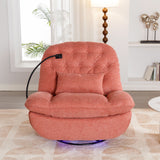 270° Swivel Power Recliner With Voice Control - Bluetooth Music Player, USB Ports, Atmosphere Lamp, Hidden Arm Storage And Mobile Phone Holder For Living Room, Bedroom, Apartment