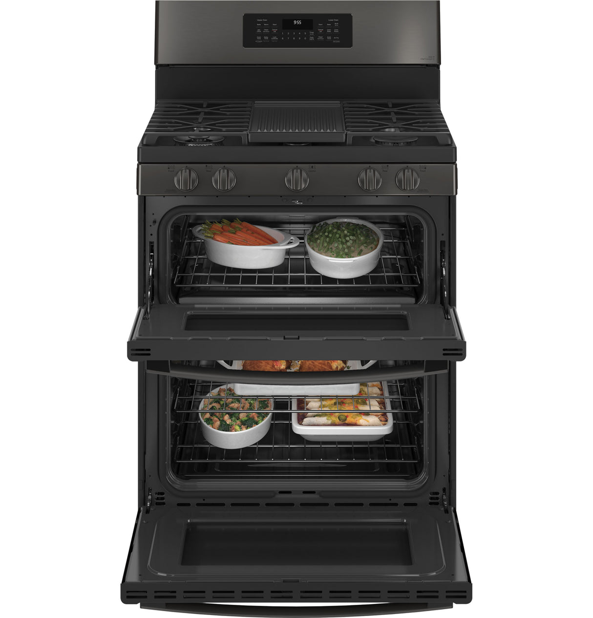 GE Profile(TM) 30" Free-Standing Gas Double Oven Convection Range with No Preheat Air Fry - (PGB965BPTS)