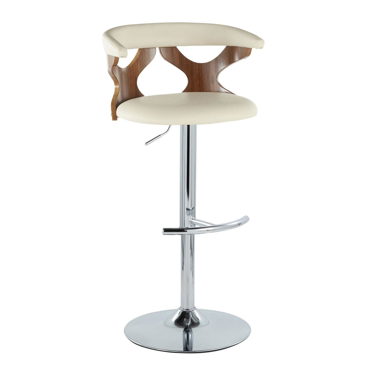 Gardenia - Adjustable Barstool - Chrome Base & Walnut Backrest