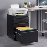 3 Drawer Mobile File Cabinet With Lock, Office Storage Filing Cabinet For Legal / Letter Size Metal File Cabinet Except Wheels Under Desk