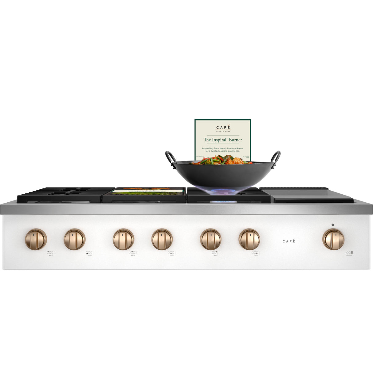 Caf(eback)(TM) 48" Commercial-Style Gas Rangetop with 6 Burners and Integrated Griddle (Natural Gas) - (CGU486P4TW2)