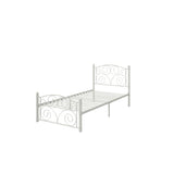 Twin Unique Flower Sturdy System Metal Bed Frame With Headboard And Footboard - White