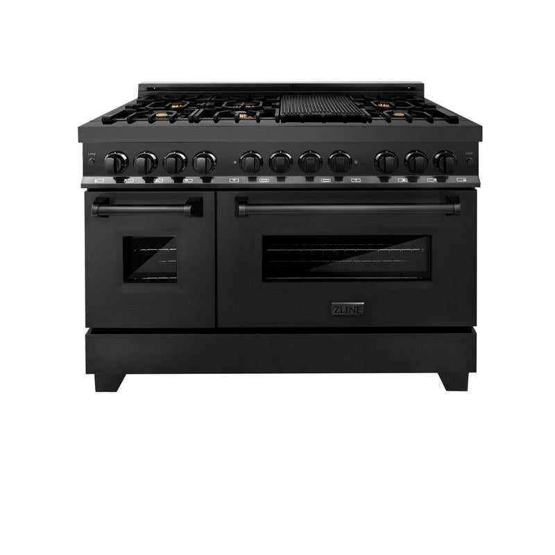 ZLINE 48 in. Black Stainless 6.0 cu. ft. 7 Gas Burner/Electric Oven Range (RAB-BR-48) - (RABBR48)