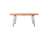 Oval Natural Reclaimed Wood Foldable Cocktail Table For Your Living Room - Natural