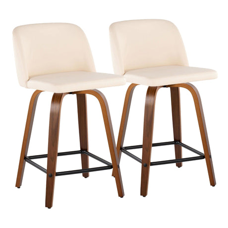 Toriano - 24" Fixed-Height Counter Stool (Set of 2) - Walnut & Black Base