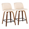 Toriano - 24" Fixed-Height Counter Stool (Set of 2) - Walnut & Black Base