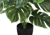 24" Tall, Artificial Plant, Monstera, Indoor, Faux, Fake, Table, Greenery, Potted, Real Touch, Decorative - Green / Black