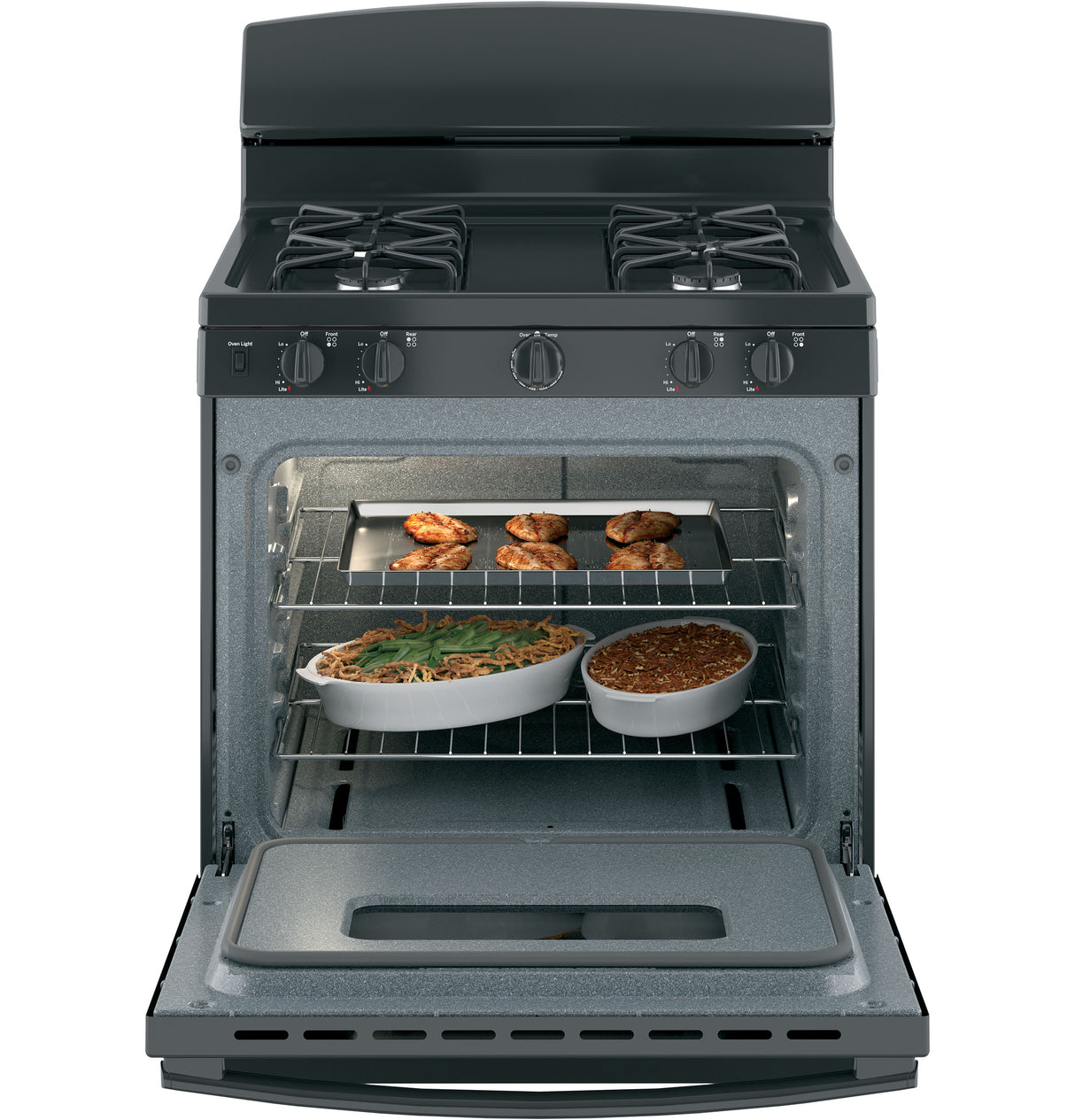 GE(R) 30" Free-Standing Front Control Gas Range - (JGBS10DEMBB)