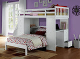 Freya - Twin Loft Bed With Storage (Not Including The Bottom Twin Bed) - White