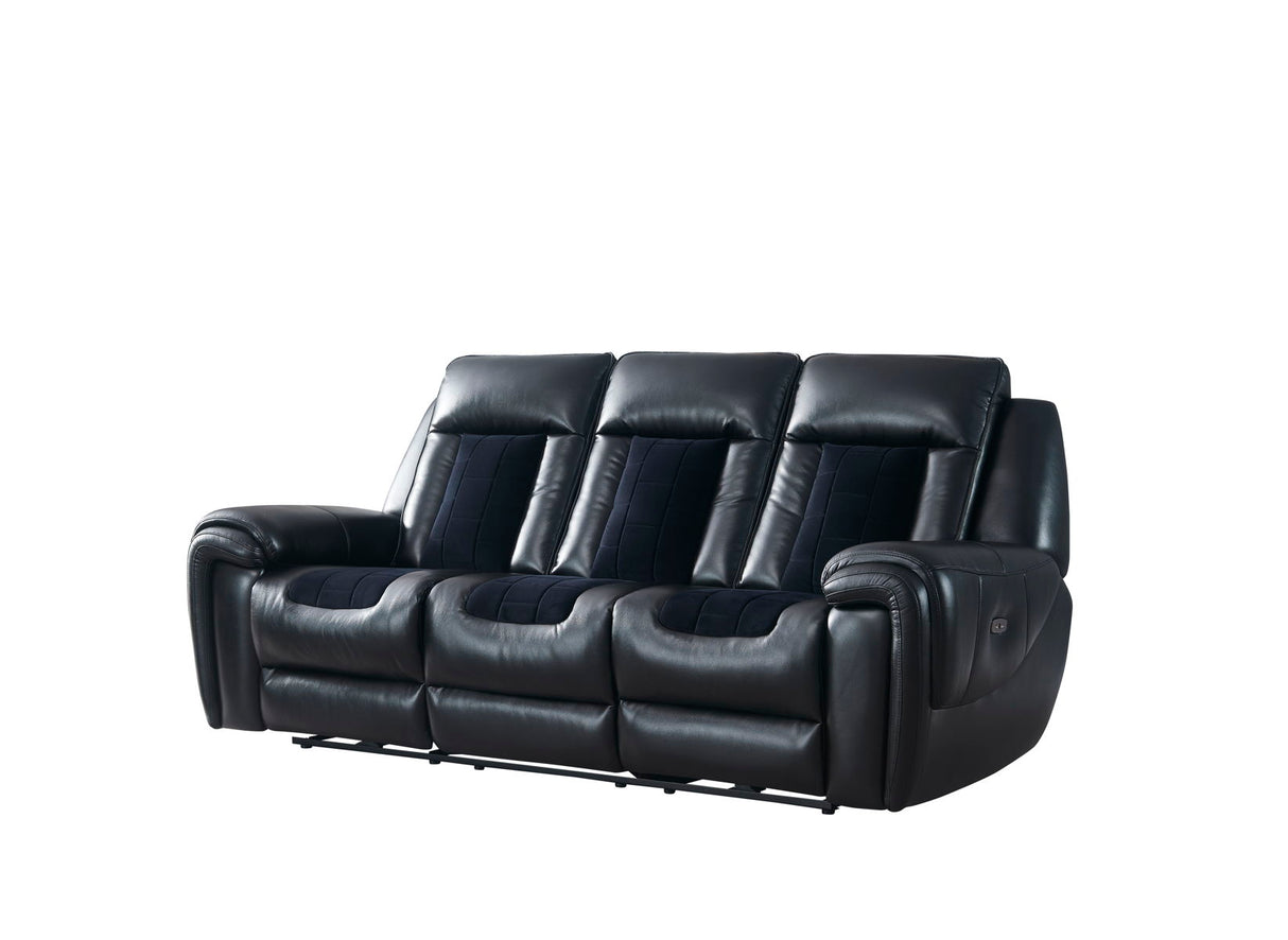 Clark - Blanche / Velvet Power Reclining Sofa With LED - Black