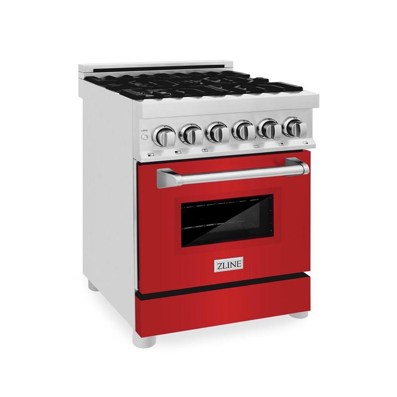 ZLINE 24 in. Professional Dual Fuel Range with Color Door Options (RA24) [Color: Red Matte] - (RARM24)