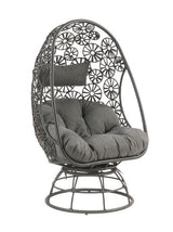 Hikre - Patio Lounge Chair - Clear Glass, Charcaol Fabric & Black Wicker