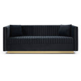 Contemporary Vertical Channel Tufted Sofa Modern Upholstered Couch For Living Room With 2 Pillows