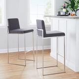 Fuji - High Back Barstool - Black Steel Legs