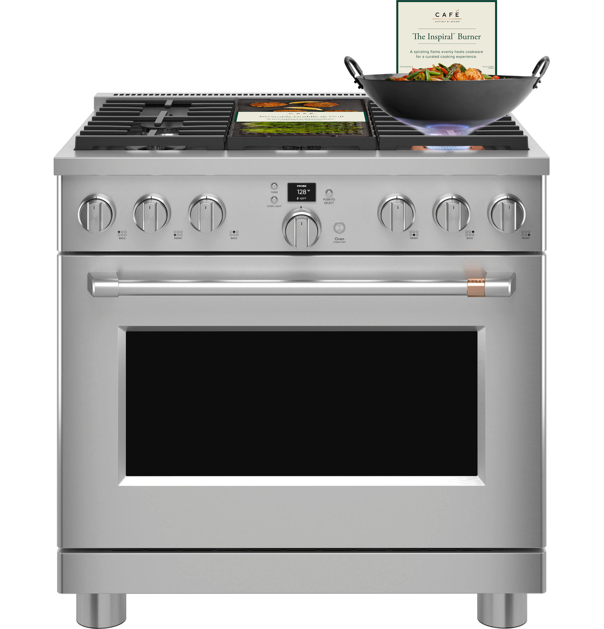 Caf(eback)(TM) 36" Smart Dual-Fuel Commercial-Style Range with 6 Burners (Natural Gas) - (C2Y366P2TS1)