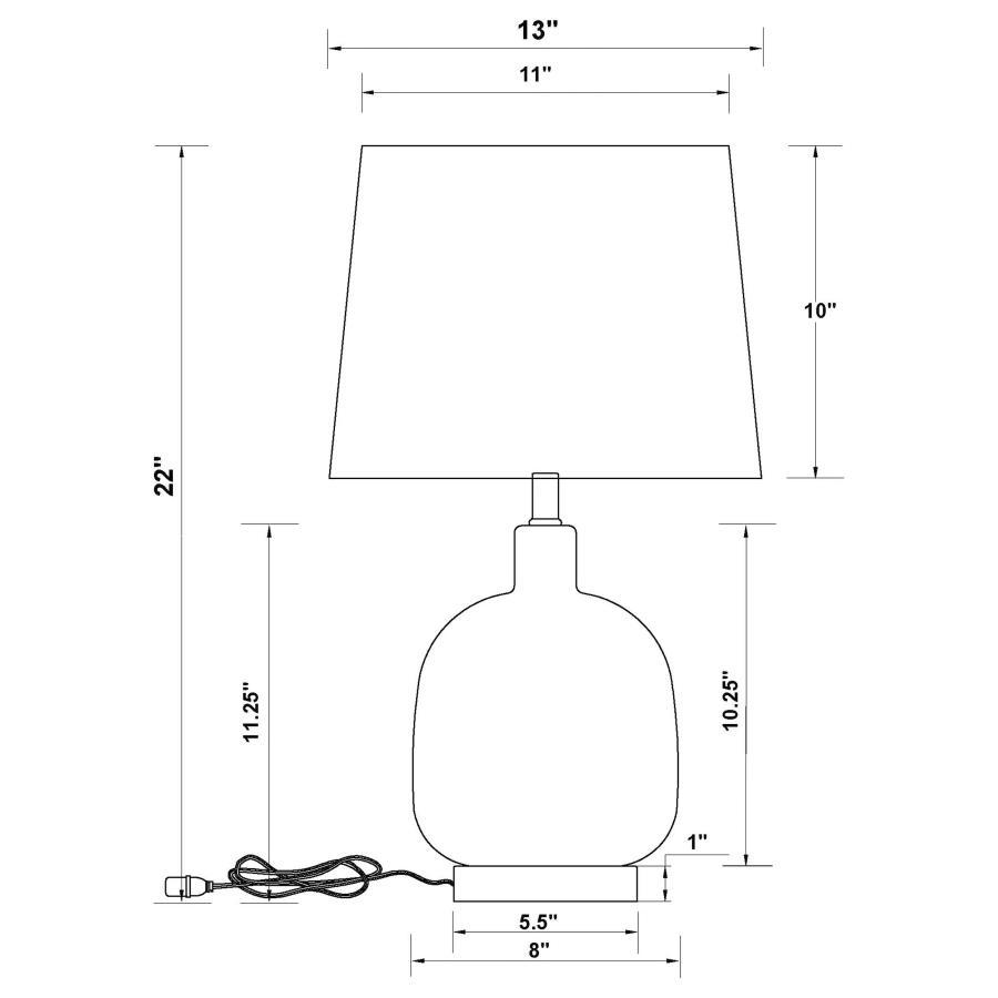 Costner - Empire Shade Clear Glass Table Lamp - Nickel