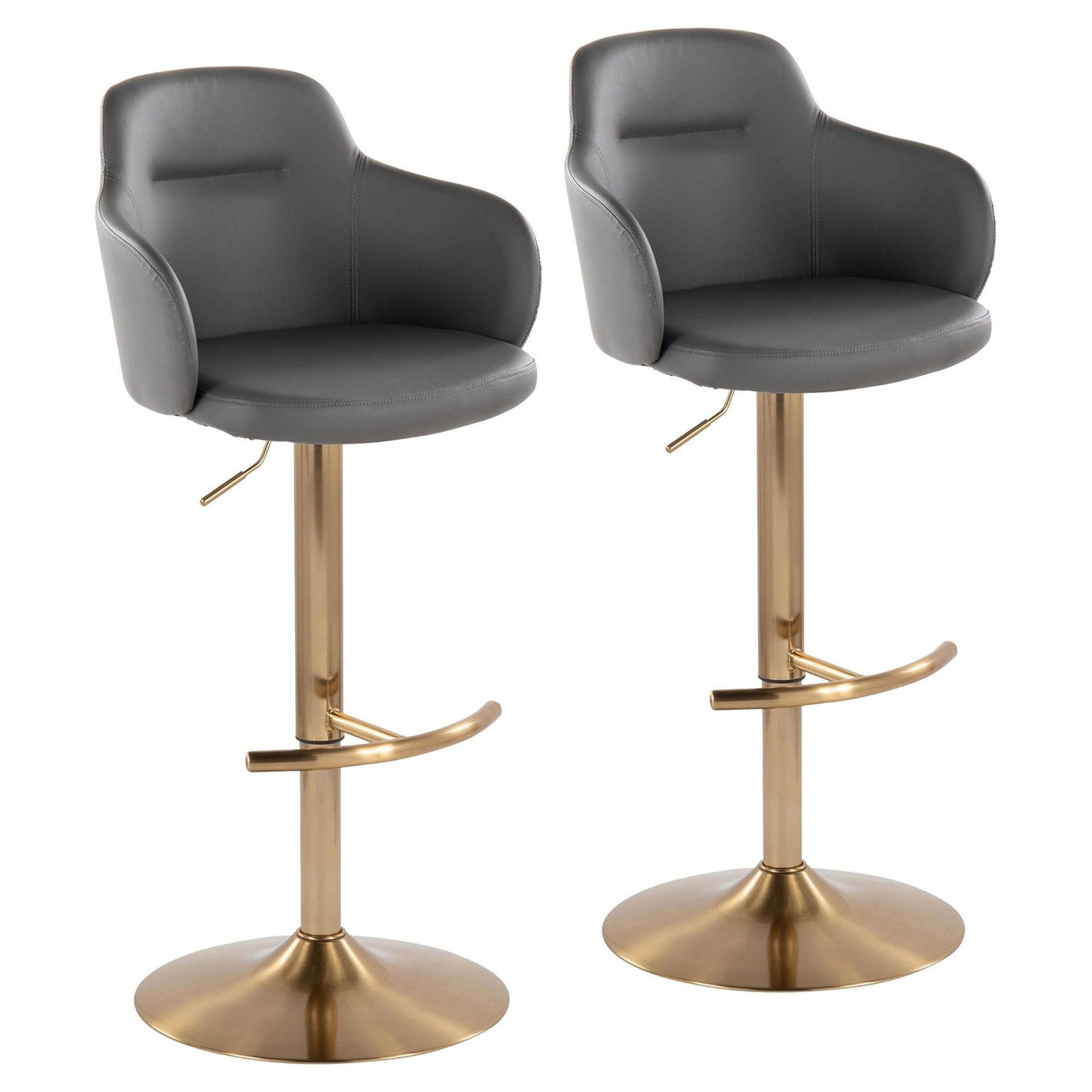 Boyne - Adjustable Barstool (Set of 2) - Gold Base