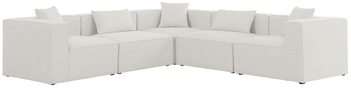 Cube - Modular Sectional 5 Piece - Cream - Fabric - Modern & Contemporary