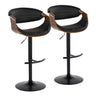 Symphony - Adjustable Barstool (Set of 2) - Black Base And Walnut Backrest