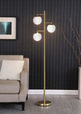 Sena - Spherical Bulb Tree Metal Floor Lamp - Gold