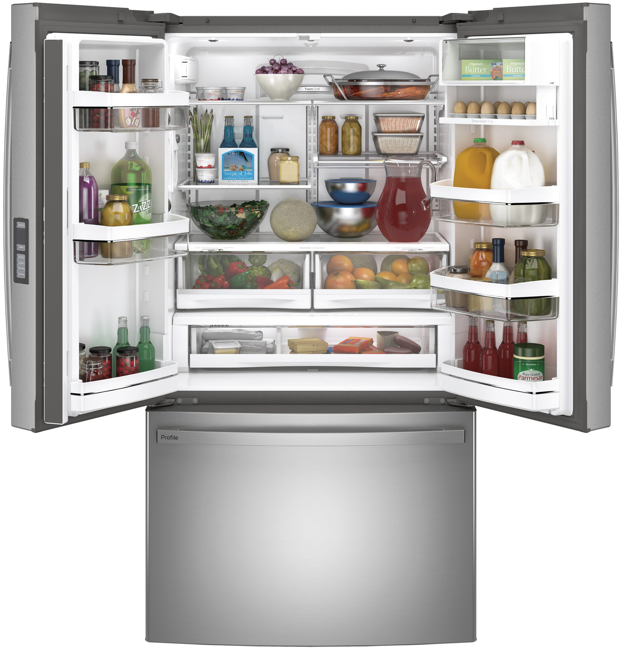 GE Profile(TM) ENERGY STAR(R) 23.1 Cu. Ft. Counter-Depth Fingerprint Resistant French-Door Refrigerator - (PWE23KYNFS)