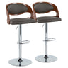 Pino - Mid Century Modern Adjustable Barstool With Swivel With Oval Footrest (Set of 2)