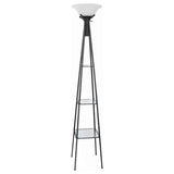 Gianni - 3-Shelf Frosted Torchiere Floor Lamp - Black