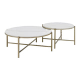 Zaidee - Marble Top Nickel Nesting Table Set - White