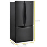 33" Wide French Door Refrigerator - 22 Cubic Feet - Black