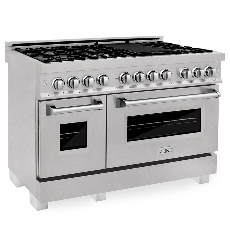 ZLINE 48 in. DuraSnow Stainless Steel 6.0 cu.ft. 7 Gas Burner/Electric Oven Range with Color Door Options (RAS-SN-48) [Color: DuraSnow Stainless Steel] - (RASSN48)