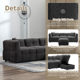 Sectional Sofa Cozy Teddy Fleece Sectional Sofa Couch With Two USB Ports A Movable Storage Ottoman And Two Lumbar Pillows For Living Room