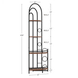 4 Tier Corner Bookshelf, Modern Style, Plant Stand With Metal Frame - Antique Brown / Black