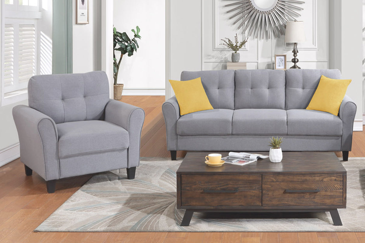 Modern Living Room Sofa Set Linen Upholstered Couch Furniture For Home Office