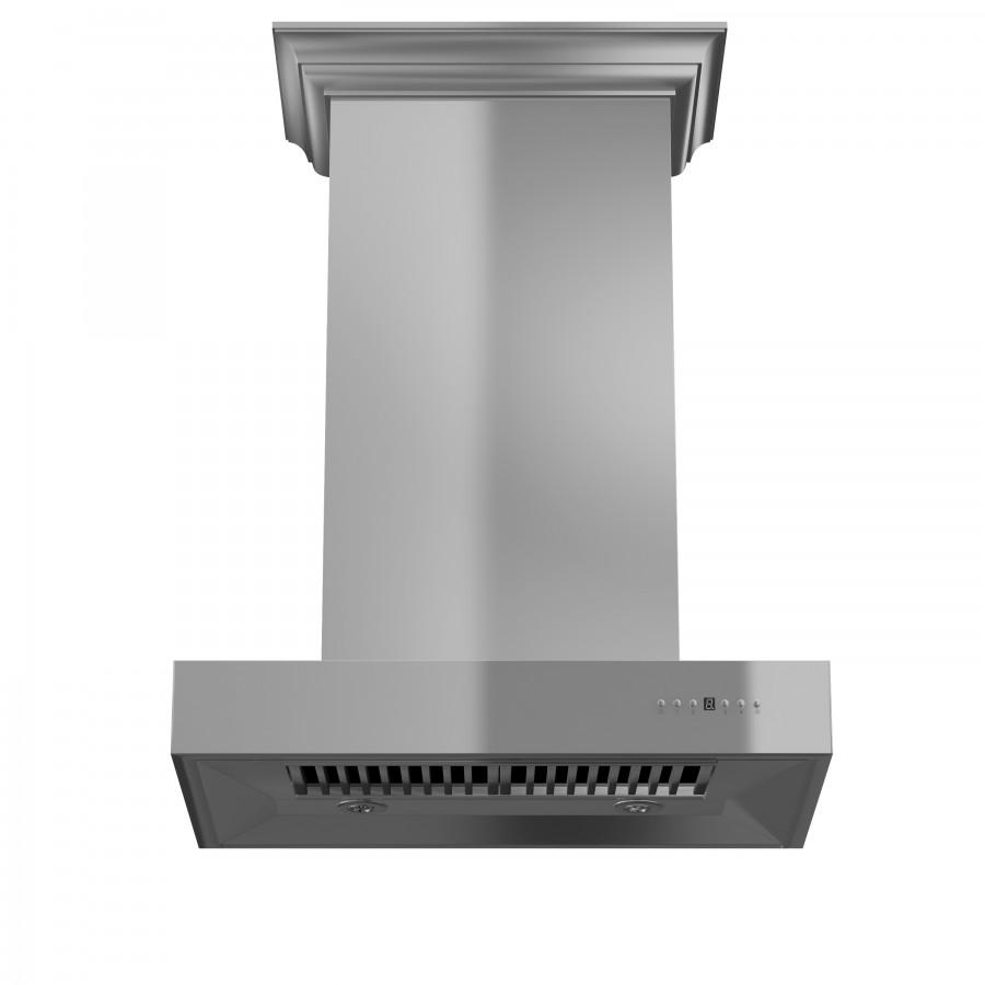 ZLINE 30 in. Professional Wall Mount Range Hood In Stainless Steel With Crown Molding (KECOMCRN-30) - (KECOMCRN30)