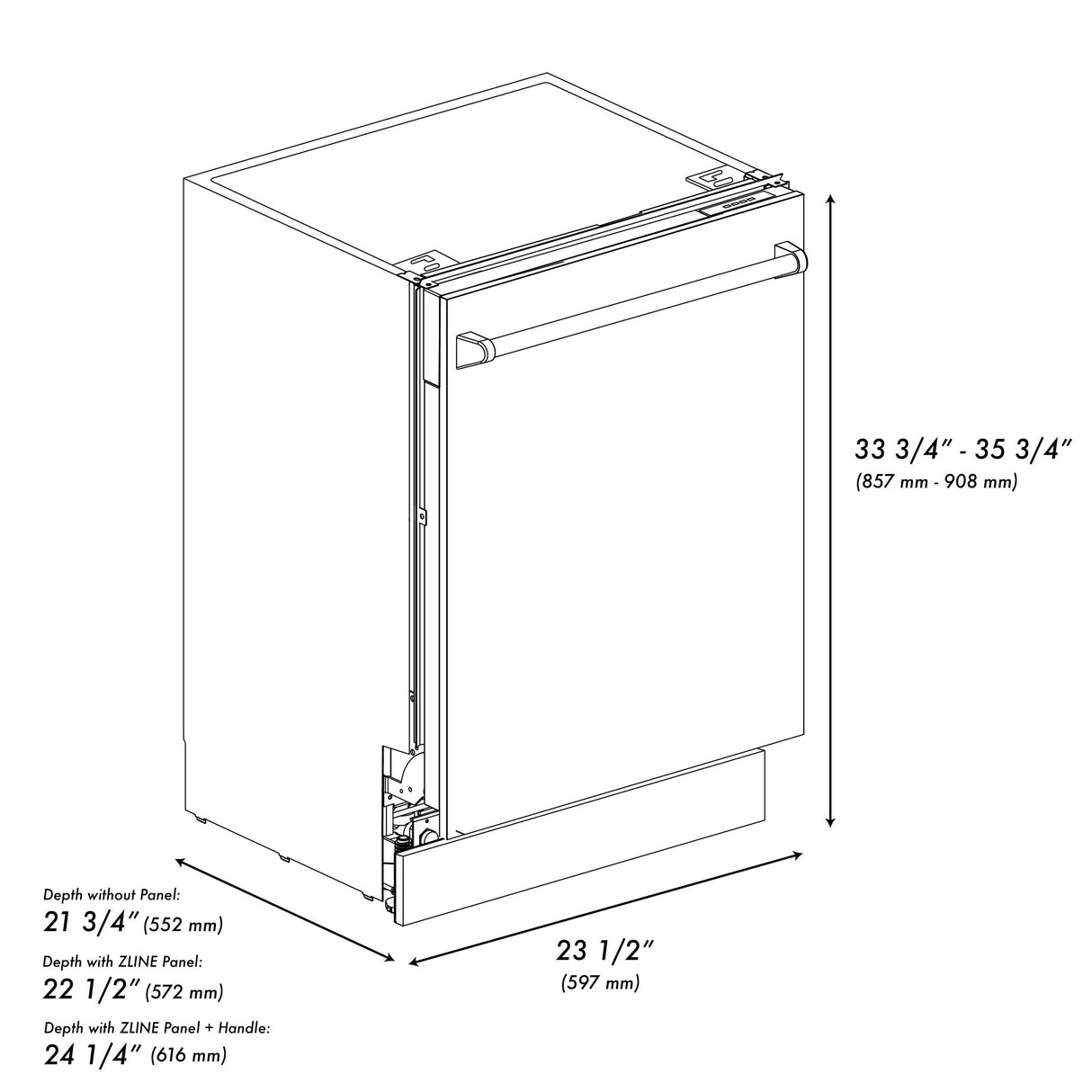 ZLINE 24" Tallac Series 3rd Rack Dishwasher with Traditional Handle, 51dBa (DWV-24) [Color: DuraSnow Stainless Steel] - (DWVSN24)