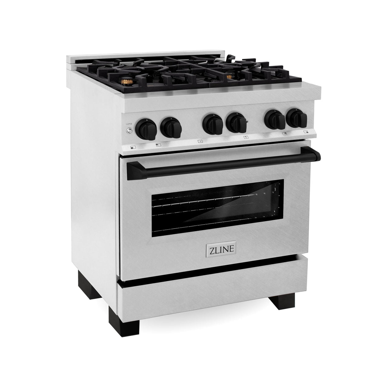 ZLINE Autograph Edition 30" 4.0 cu. ft. Dual Fuel Range with Gas Stove and Electric Oven in DuraSnow Stainless Steel with Accents (RASZ-SN-30) [Color: Matte Black] - (RASZSN30MB)