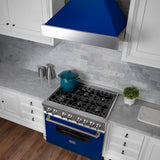 ZLINE Ducted DuraSnow Stainless Steel Range Hood with Blue Gloss Shell (8654BG) - (8654BG30)