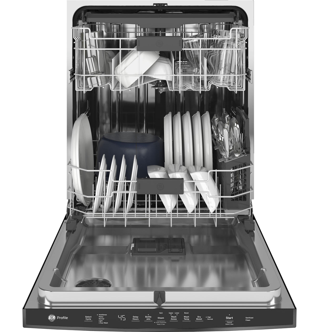 GE Profile(TM) ENERGY STAR(R) Top Control with Stainless Steel Interior Dishwasher with Sanitize Cycle & Dry Boost with Fan Assist - (PDP715SBNTS)