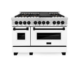 ZLINE Autograph Edition 48" 6.0 cu. ft. Dual Fuel Range with Gas Stove and Electric Oven in Stainless Steel with White Matte Door with Accents (RAZ-WM-48) [Color: Matte Black] - (RAZWM48MB)