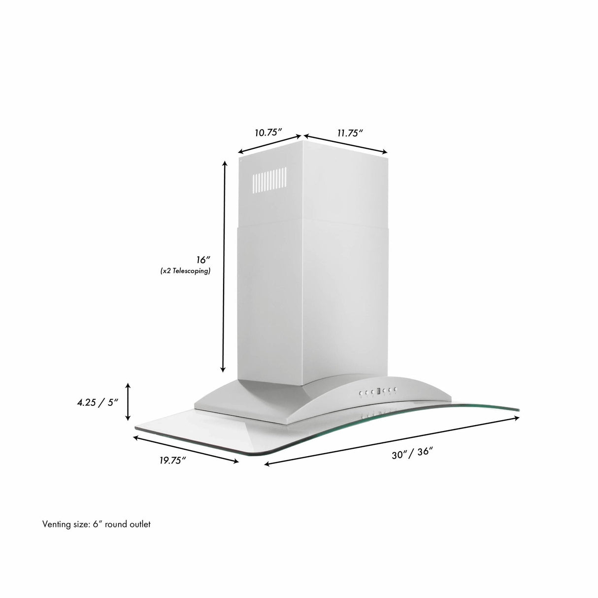 ZLINE Convertible Vent Wall Mount Range Hood in Stainless Steel & Glass (KN) - (KN30)