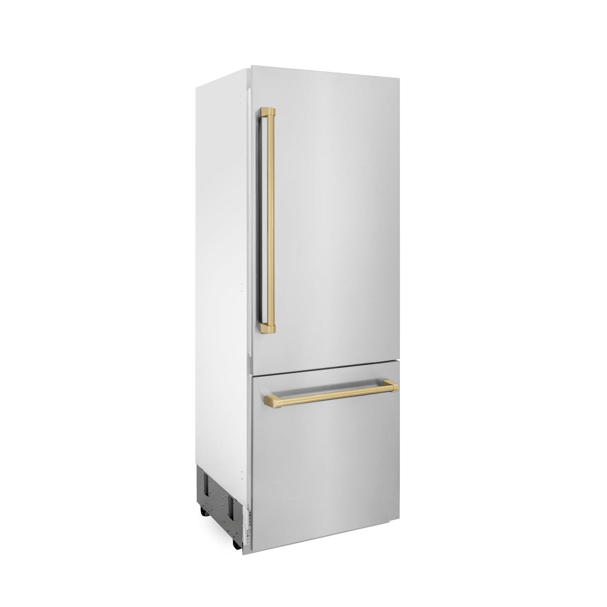 ZLINE 30" Autograph Edition 16.1 cu. ft. Built-in 2-Door Bottom Freezer Refrigerator with Internal Water and Ice Dispenser in Stainless Steel with Champagne Bronze Accents (RBIVZ-304-30-CB) - (RBIVZ30430CB)