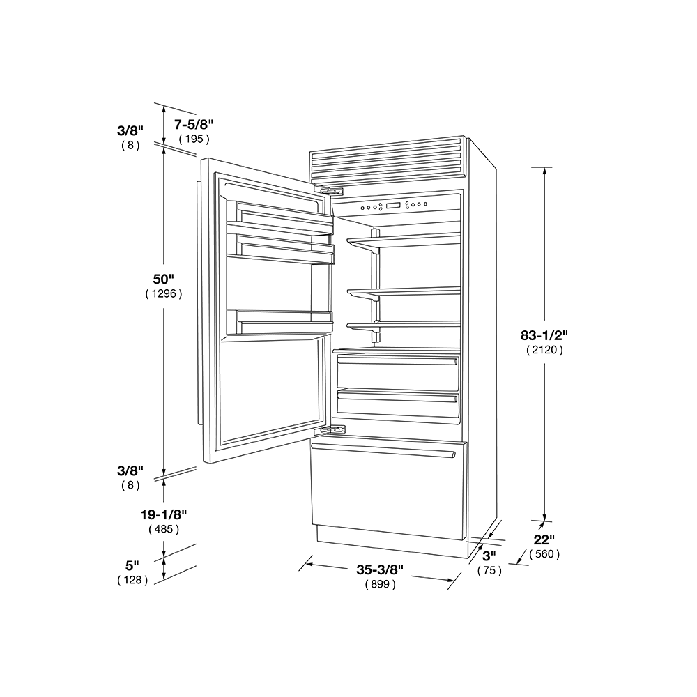 36" SOFIA PRO FRIDGE - LEFT HINGE - (F7PBM36S1L)