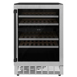 ZLINE 24" Autograph Edition Dual Zone 44-Bottle Wine Cooler in Stainless Steel with Wood Shelf and Matte Black Accents (RWVZ-UD-24-MB) - (RWVZUD24MB)